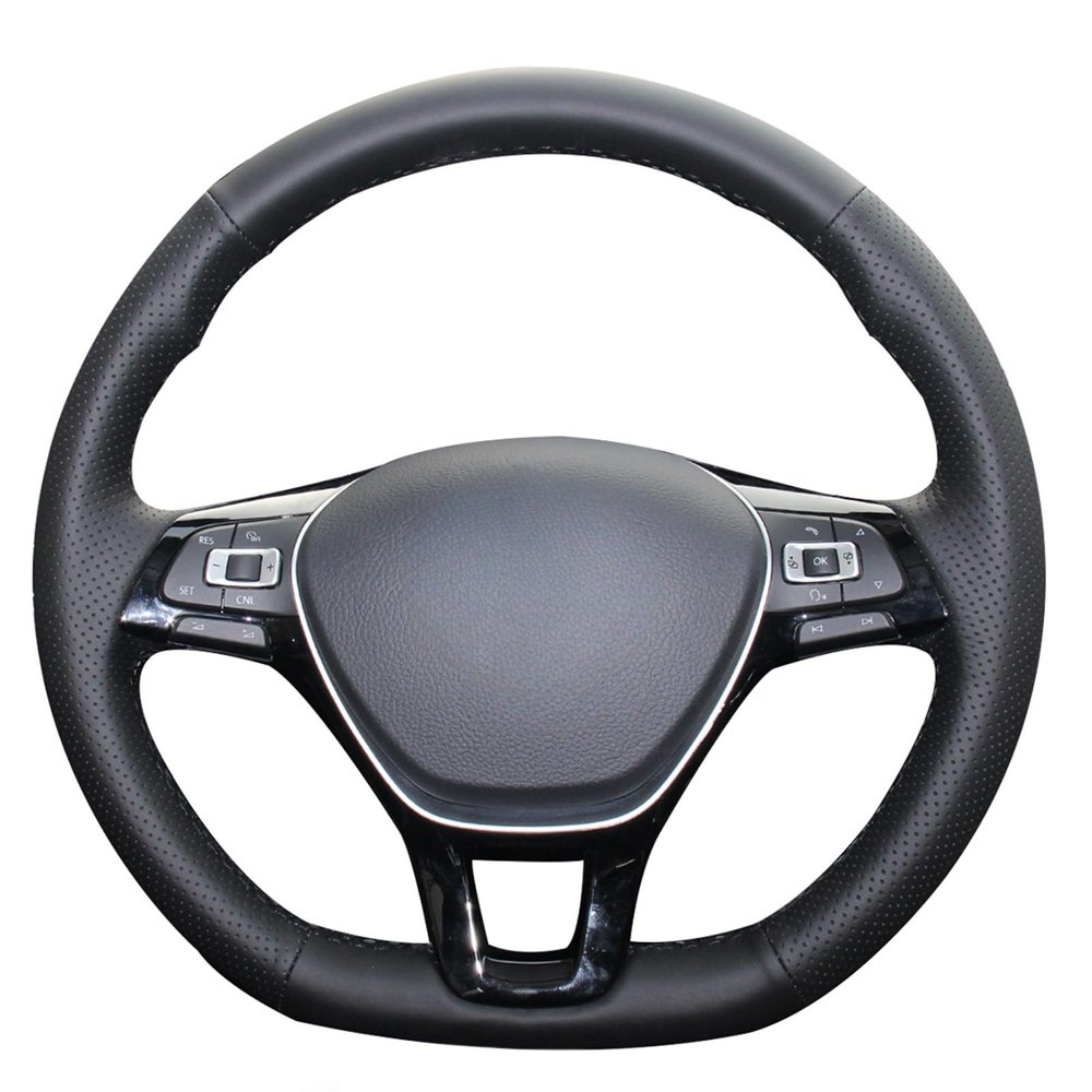 MEWANT Stitch On Custom Fit Steering Wheel Cover for Golf 7 Mk7 Neue