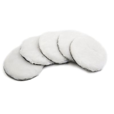 uxcell 5pcs 5inch Polishing Pad Faux Wool Buffing Waxing Pads for Automotive Car Wheels Hub Cleaner White