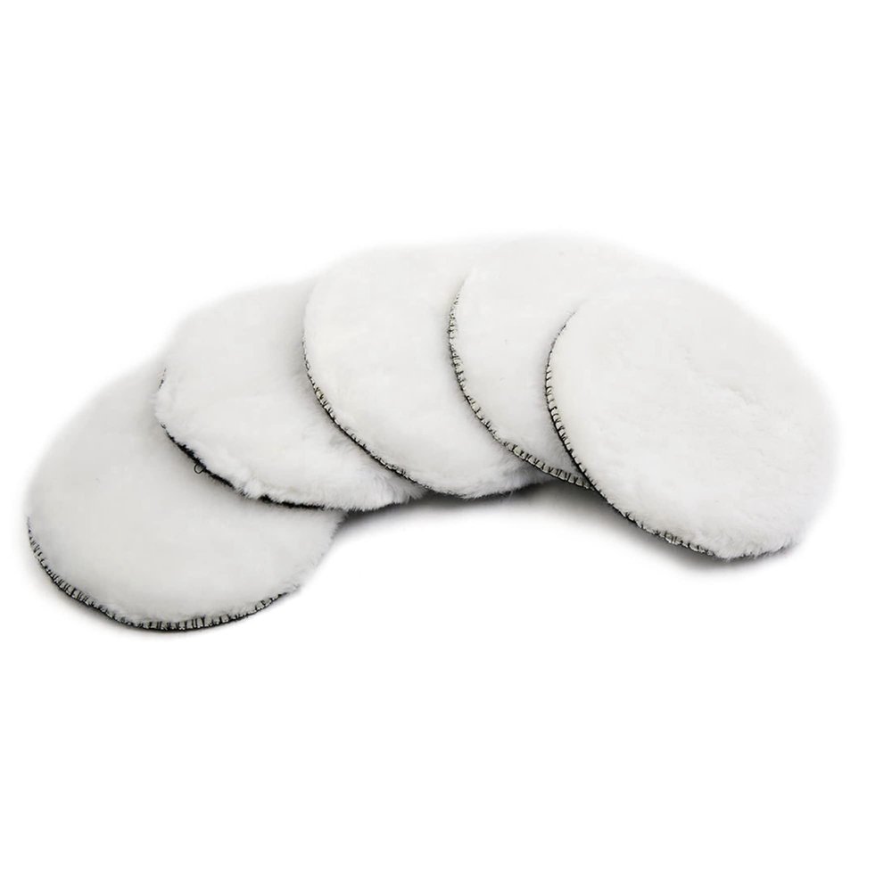 uxcell 5pcs 5inch Polishing Pad Faux Wool Buffing Waxing Pads for Automotive Car Wheels Hub Cleaner White