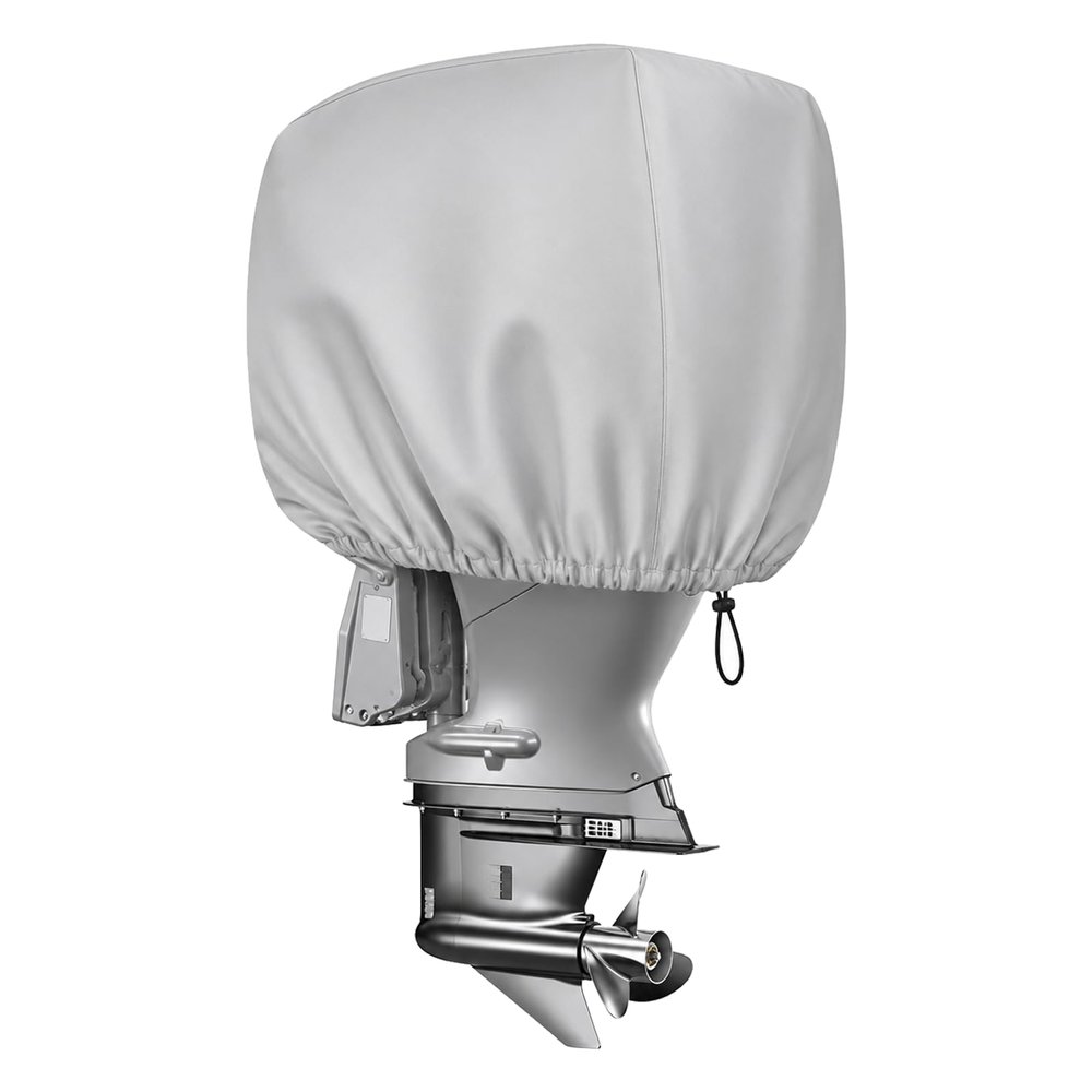Outboard Motor Cover - Trailerable Boat Engine Protection Shield, Compatible with Mercury Yamaha Suzuki Evinrude, 600D Heavy Duty Canvas, 1 PCS (25HP-50hp)