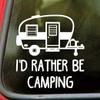 Minglewood Trading I'd Rather Be Camping Vinyl Decal Sticker 5" x 5.5" Outdoor Adventure Car Window Graphic Waterproof Die Cut Camper Tent Hiking RV Travel Sticker - Brown view 1