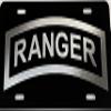 Army Ranger Logo Car Tag Diamond Etched on Black Aluminum License Plate view 3