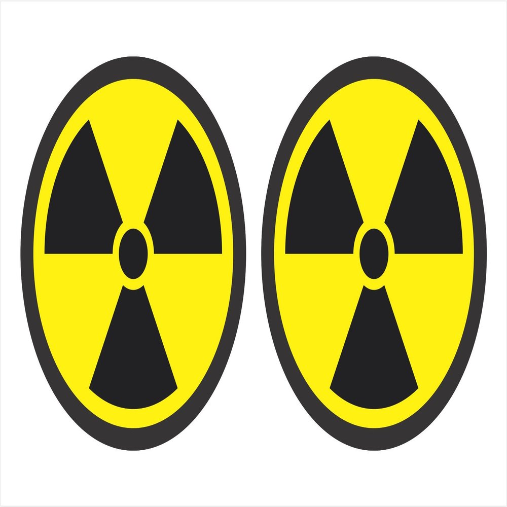 Nuclear Radiation Sign Warning Symbol bio Hazard Sticker Car Bumper Window Nuke Radioactive 3 inch Stickers - Individually Die-Cut Sheet of 2