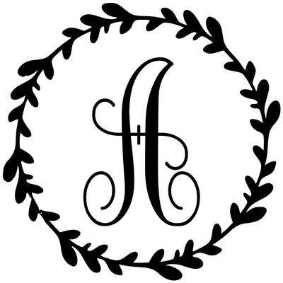 Minglewood Trading Monogram Wreath 10" x 10" Vinyl Decal Sticker - Single Initial Letter - 20 Color Options - Gold
