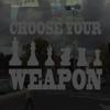 Applicable Pun Choose Your Weapon Chess - Vinyl Decal for Outdoor Use on Cars, ATV, Boats, Windows and More - Dark Grey 9 inch view 2