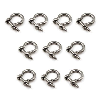 M4 D Ring Bow Shackles Heavy Duty With Pin For Bow Rigging,Anchor,Towing,Off Road Recovery-304 Stainless Steel 10PCS
