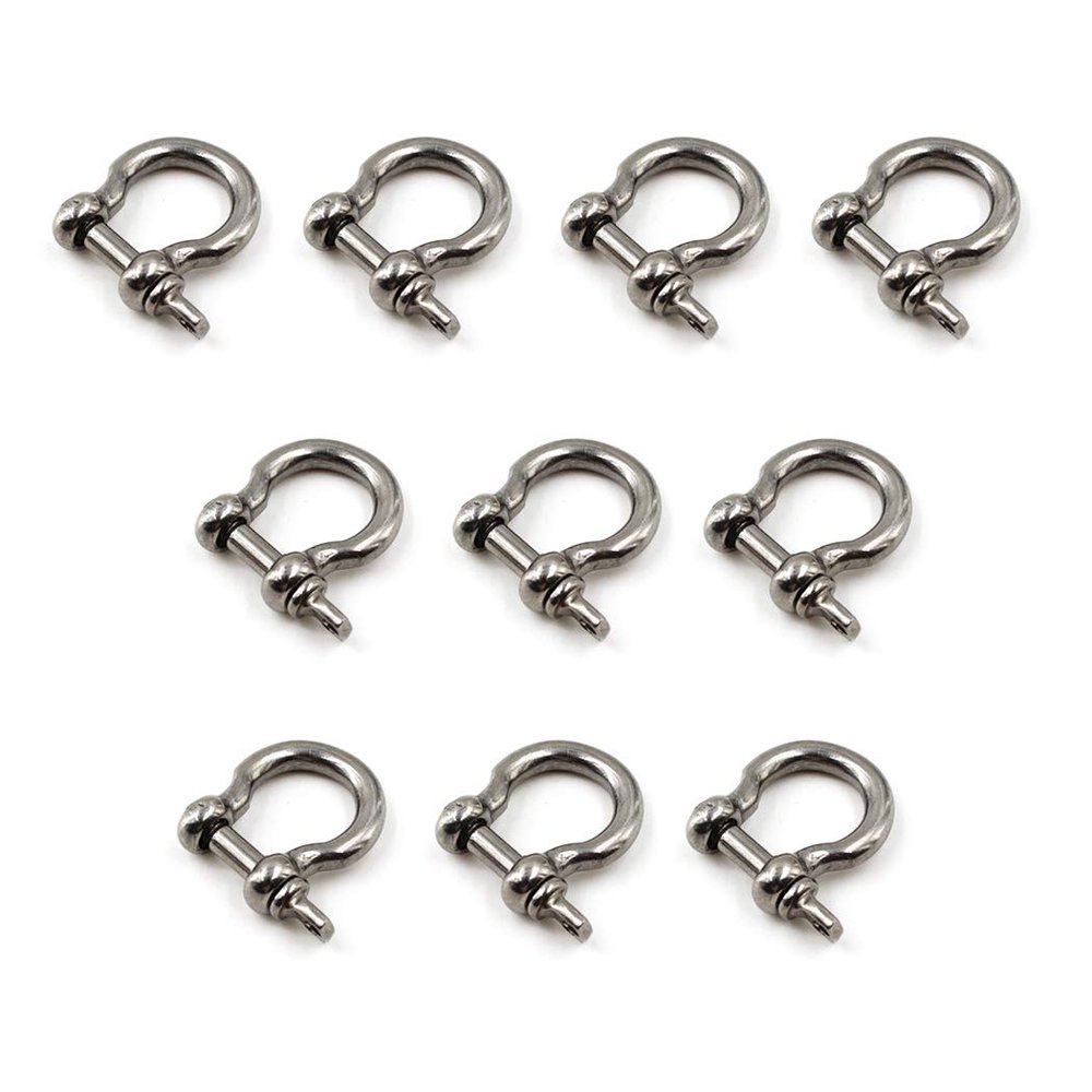 M4 D Ring Bow Shackles Heavy Duty With Pin For Bow Rigging,Anchor,Towing,Off Road Recovery-304 Stainless Steel 10PCS