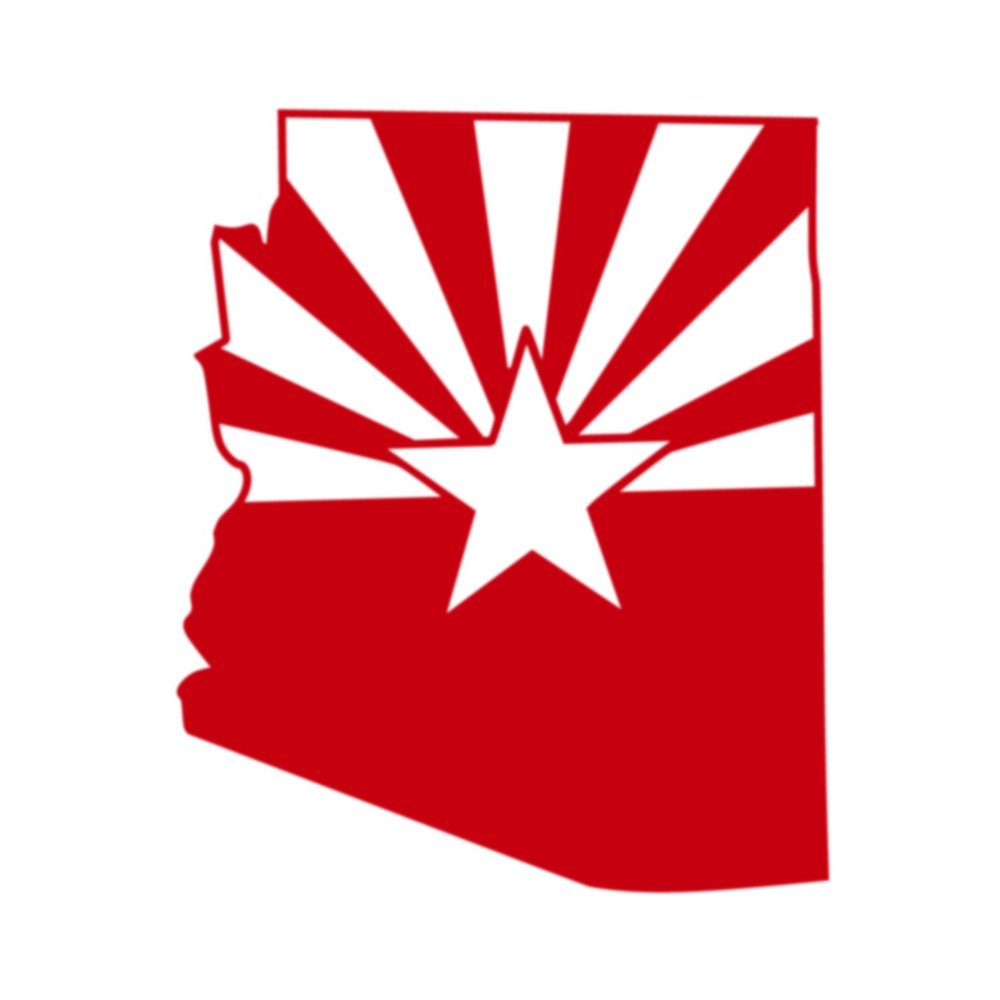 Applicable Pun Arizona State Flag Cut from Silhouette - Vinyl Decal for Outdoor Use on Cars, ATV, Boats, Windows and More - Red 4 inch
