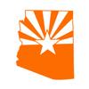 Applicable Pun Arizona State Flag Cut from Silhouette - Vinyl Decal for Outdoor Use on Cars, ATV, Boats, Windows and More - Orange 7 inch view 1