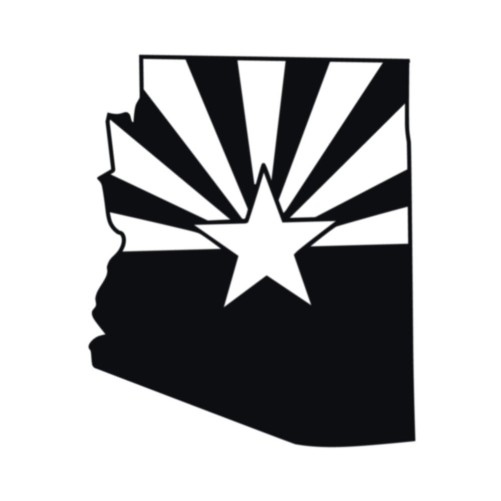 Applicable Pun Arizona State Flag Cut from Silhouette - Vinyl Decal for Outdoor Use on Cars, ATV, Boats, Windows and More - Black 3 inch
