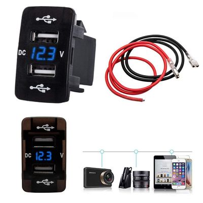 MASO Voltmeter + 2-Port USB Car Charger Outlet Socket Panel for DC 12V/24V for H0nda