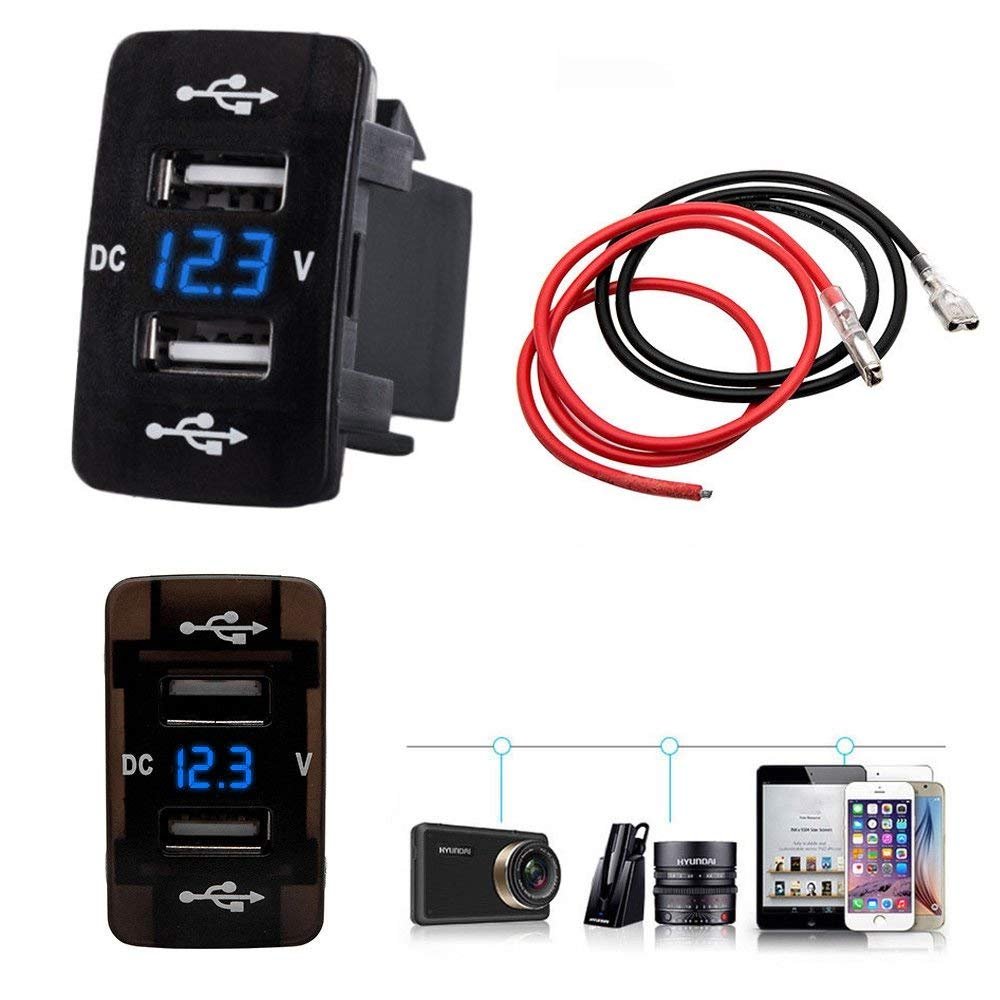 MASO Voltmeter + 2-Port USB Car Charger Outlet Socket Panel for DC 12V/24V for H0nda