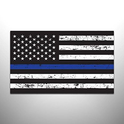 Thin Blue Line Distressed Flag Vinyl Decal Sticker Blue Lives Matter Law Enforcement Window Decal | 2-Pack| 5-Inch by 3-Inch |PD896