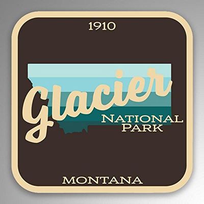 2-Pack Glacier National Park Decal Sticker | 4-Inches by 4-Inches | Premium Quality Vinyl Sticker | UV Protective Laminate | PD991