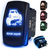Waterproof Rocker Switch ON/Off, LED Backlit with Etched Design w/Toggle Switch 12v - Head Lights- UTV, Auto, Boat 20A Variation (Blue, Rock Lights RZR) view 1