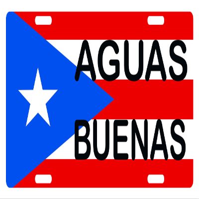Fast Service Designs Puerto Rico Flag AGUAS BUENAS License Plate PR Boricua Isla Del Encanto Emblem