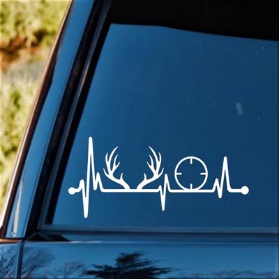 Bluegrass Decals Deer Rack Antlers Gun Sights Heartbeat Lifeline Decal Sticker K1180
