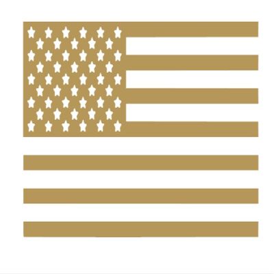America Flag Vinyl Sticker Decals (Pack of 2) for Car Bumper Window Laptop Tablet Phone (8" x 4.8", Gold)