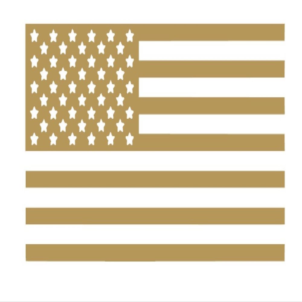 America Flag Vinyl Sticker Decals (Pack of 2) for Car Bumper Window Laptop Tablet Phone (8" x 4.8", Gold)