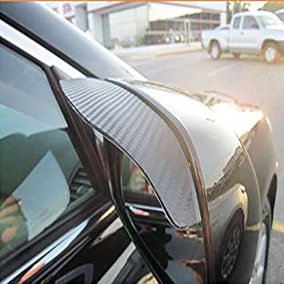 FLV Brand 2 Black Carbon Fiber Premium Side Mirror Shield Visor Rain Guards Pair (Package includes 2)