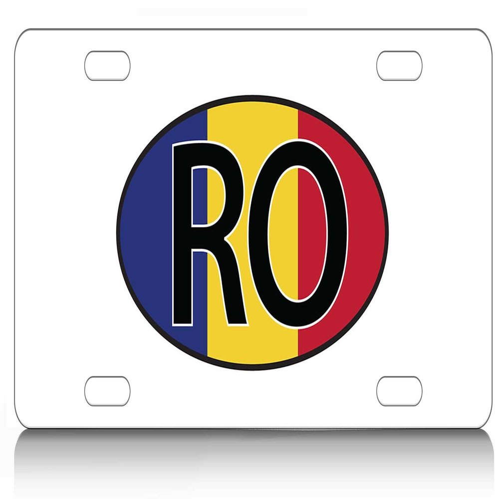 Makoroni - ROMANIA Flag World Flags Country Nations Aluminum License Plate Auto SUV Truck Tag, DesO6