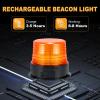 Magnetic Cordless Beacon Light,Amber Rechargeable Strobe Lights for Trucks,Portable Flashing Emergency Safety Warning Light for Postal Construction Vehicles Snowplow Golf Carts,Day/Night Visibility view 2