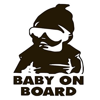 Baby ON Board Vinyl Sticker Decals (Pack of 2) for Car Bumper Window Laptop Tablet Phone (6" x 3.6", Black)