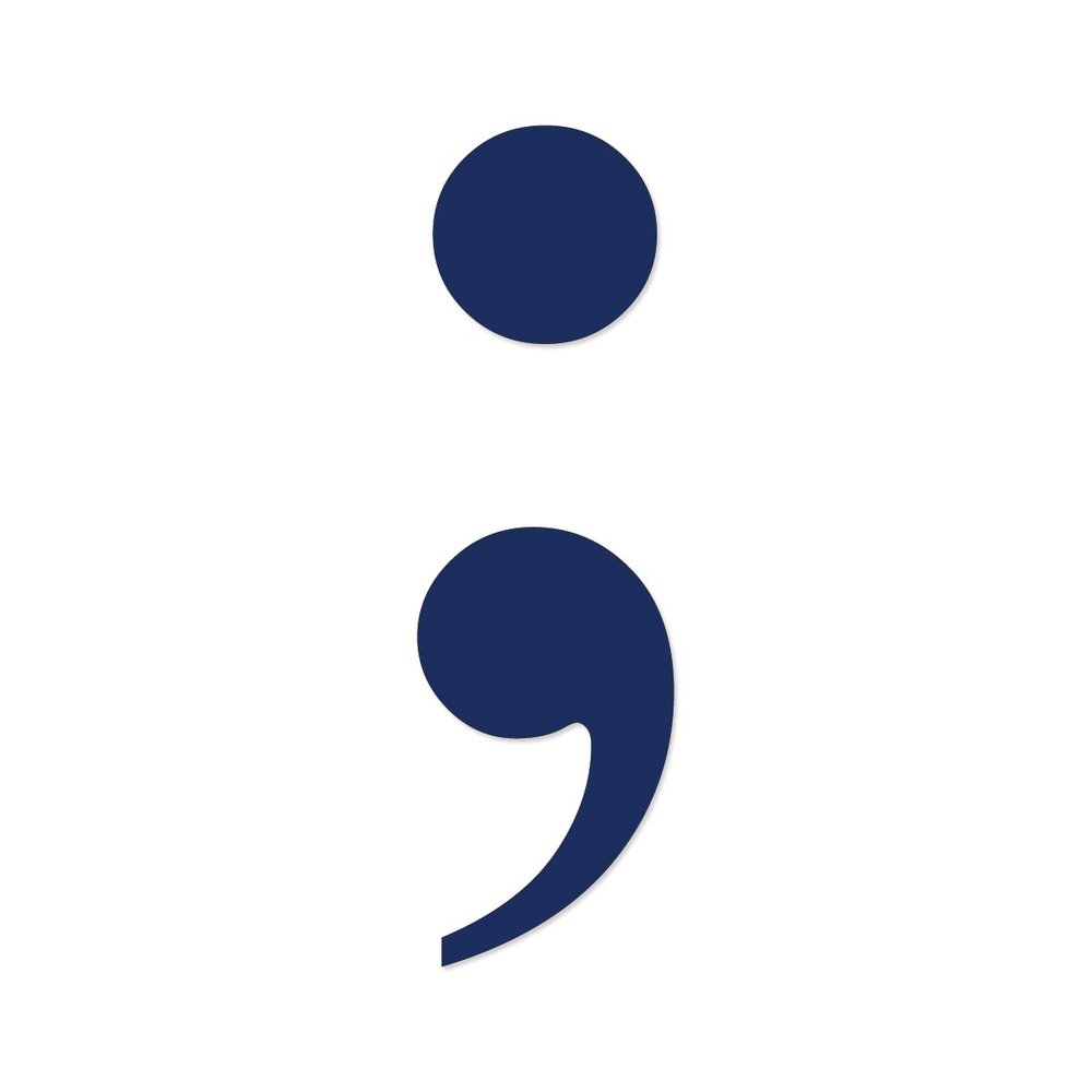 Applicable Pun Semicolon Symbol of Hope - Vinyl Decal for Outdoor Use on Cars, ATV, Boats, Windows and More - Dark Blue (Navy) 3 inch