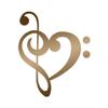 Applicable Pun Heart Treble and Bass Clef - Vinyl Decal for Outdoor Use on Cars, ATV, Boats, Windows and More - Copper 11 inch view 1