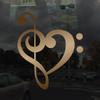 Applicable Pun Heart Treble and Bass Clef - Vinyl Decal for Outdoor Use on Cars, ATV, Boats, Windows and More - Copper 11 inch view 2
