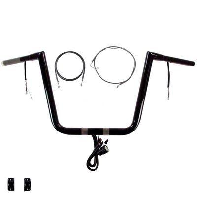 Hill Country Customs 1 1/4" BBlack 13" Prewired Twin Peaks Hefty handlebar Kit for 2016 and newer Harley Road Glide Ultra models - PW-0601-3841-BB-RGU15-ABS