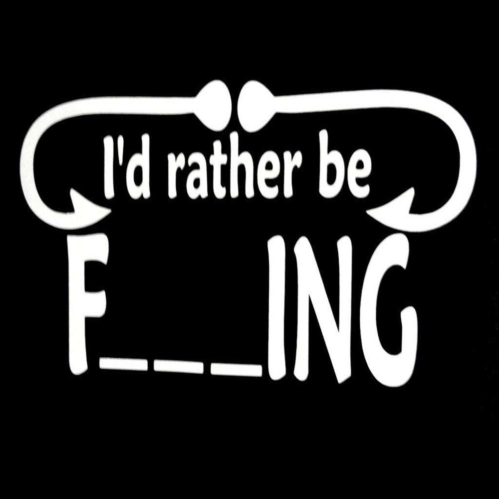 DecalDestination I'd Rather Be Fishing Vinyl Decal Car Sticker Creative Fashion Laptop Accessories Approximately 8"X 5" (WHITE)