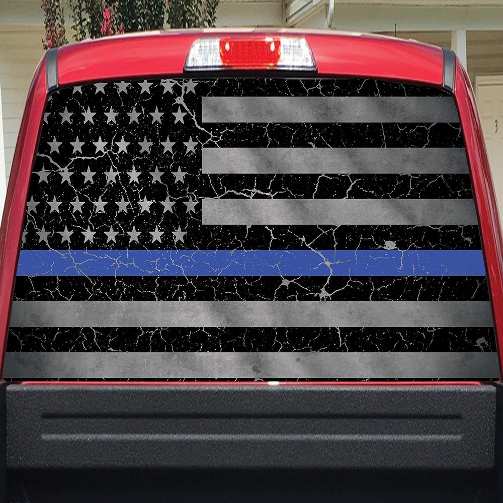Lets Print Big Blue Line Crackle Rear Window Graphic (Laminated, 20"x65")