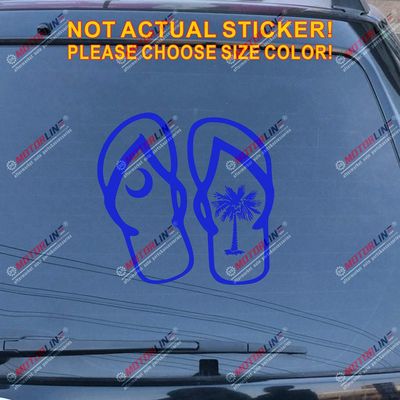 Palmetto Tree Flip Flop South Carolina Decal Sticker Car Vinyl Pick Size Color (Blue, 12'' (30.5cm))