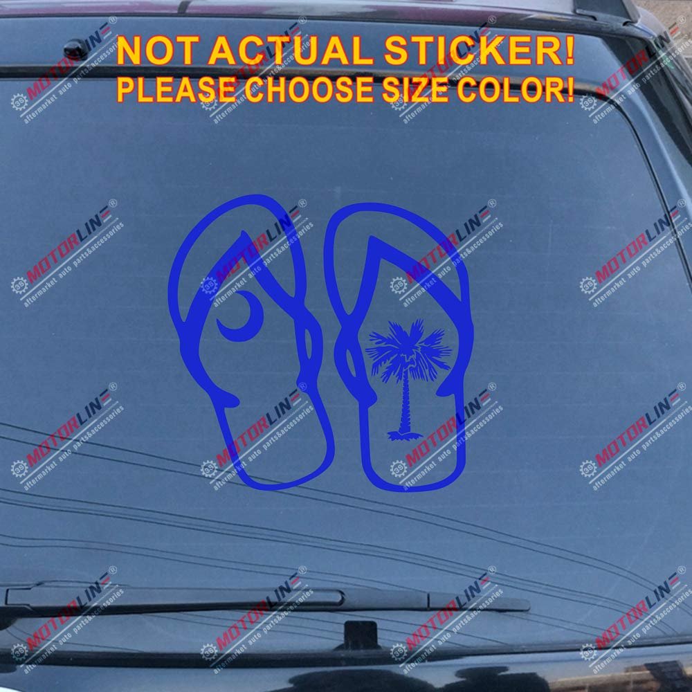Palmetto Tree Flip Flop South Carolina Decal Sticker Car Vinyl Pick Size Color (Blue, 12'' (30.5cm))