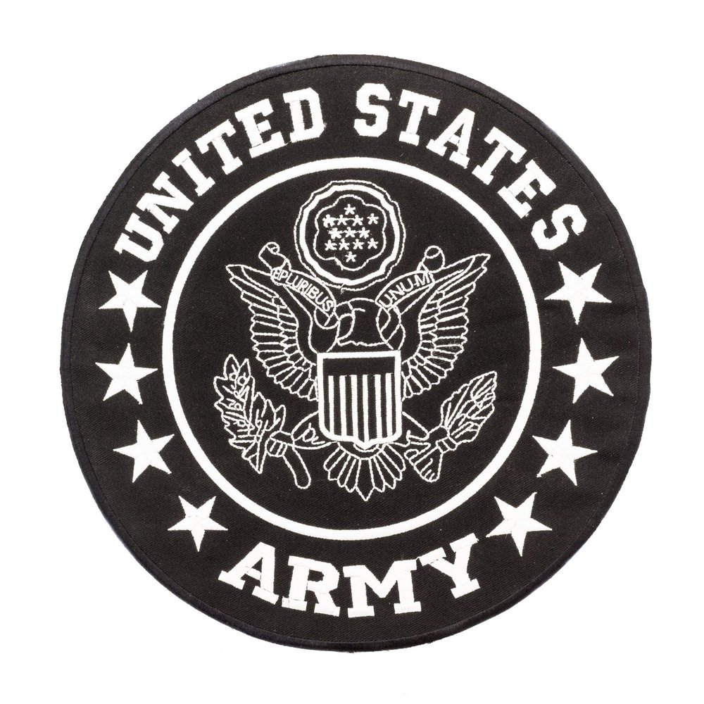 Sturgis-Mid-West US Army Back Patch Large 10" Size Black & White for Motorcycle Vest Or Jacket