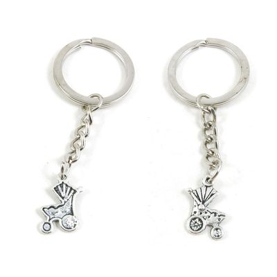 10 PCS Antique Silver Tone Keychain Keyring Door Car Key Chains Rings Tags O2PN3 Baby Carriage Stroller