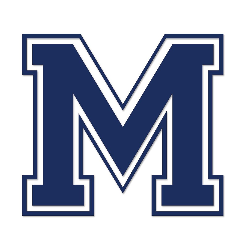 Applicable Pun Varsity Letter M - Vinyl Decal for Outdoor Use on Cars, ATV, Boats, Windows and More - Dark Blue (Navy) 4 Inches Tall