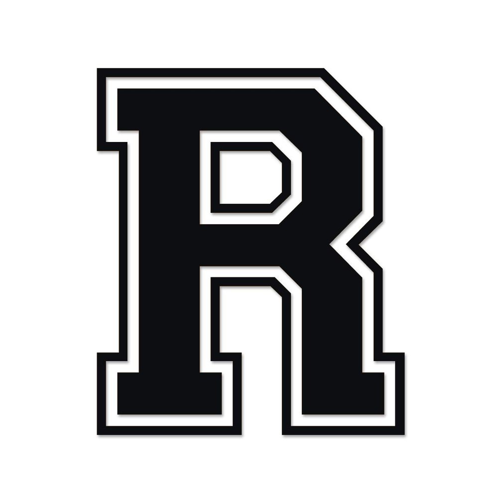 Applicable Pun Varsity Letter R - Vinyl Decal for Outdoor Use on Cars, ATV, Boats, Windows and More - Black 6 Inches Tall