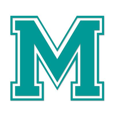 Applicable Pun Varsity Letter M - Vinyl Decal for Outdoor Use on Cars, ATV, Boats, Windows and More - Turquoise 4 Inches Tall