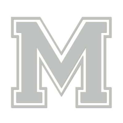 Applicable Pun Varsity Letter M - Vinyl Decal for Outdoor Use on Cars, ATV, Boats, Windows and More - Light Grey 3 Inches Tall