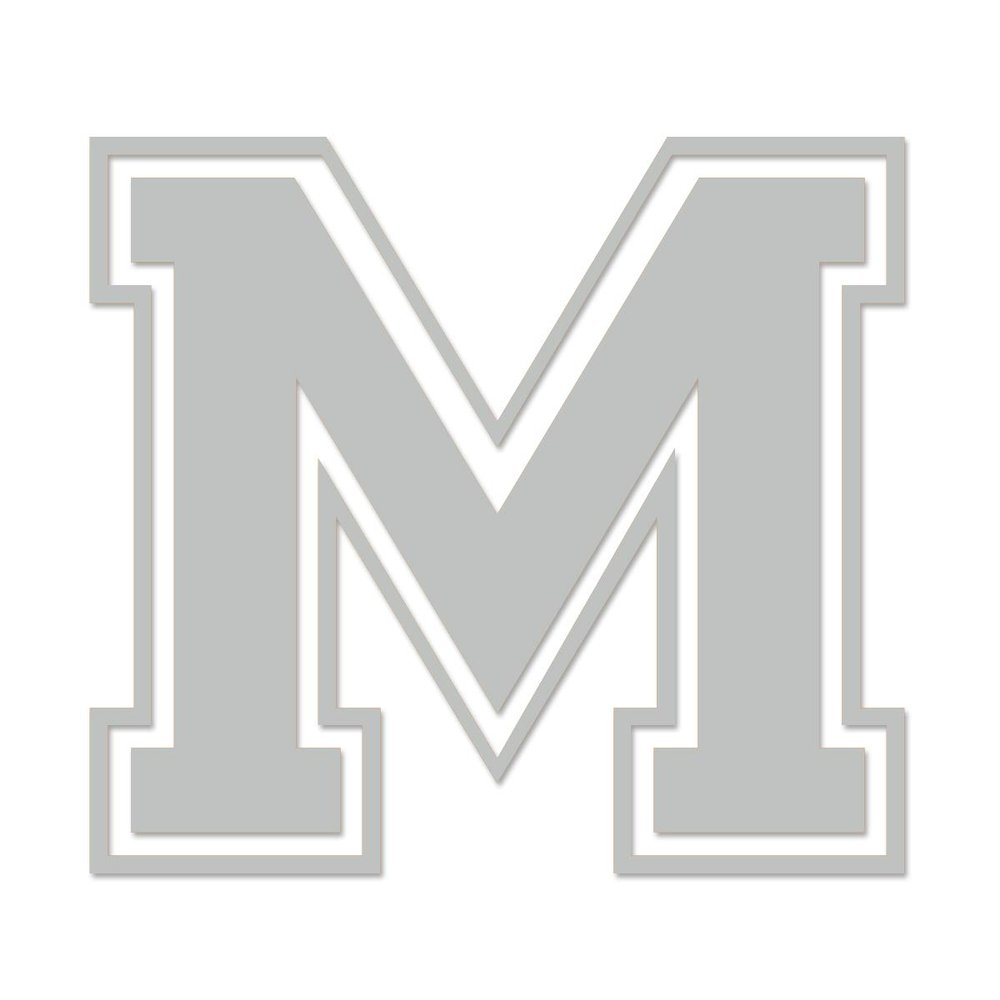 Applicable Pun Varsity Letter M - Vinyl Decal for Outdoor Use on Cars, ATV, Boats, Windows and More - Light Grey 3 Inches Tall