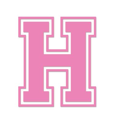 Applicable Pun Varsity Letter H - Vinyl Decal for Outdoor Use on Cars, ATV, Boats, Windows and More - Light Pink 5 Inches Tall