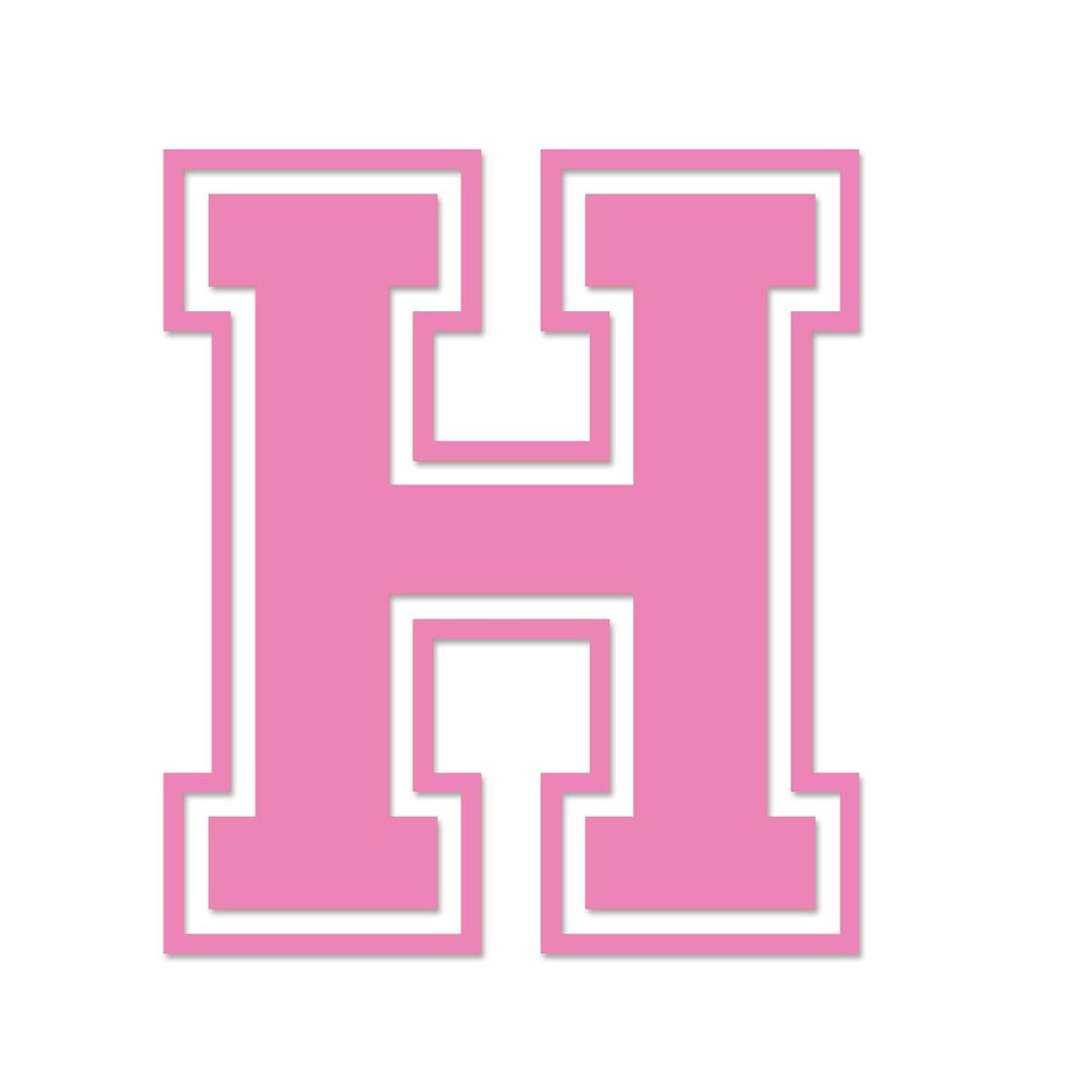 Applicable Pun Varsity Letter H - Vinyl Decal for Outdoor Use on Cars, ATV, Boats, Windows and More - Light Pink 5 Inches Tall
