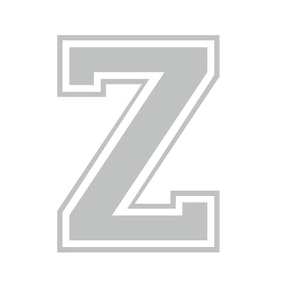 Applicable Pun Varsity Letter Z - Vinyl Decal for Outdoor Use on Cars, ATV, Boats, Windows and More - Light Grey 11 Inches Tall