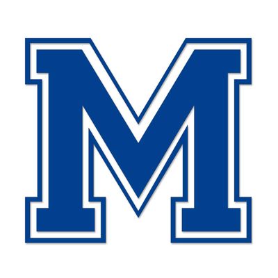 Applicable Pun Varsity Letter M - Vinyl Decal for Outdoor Use on Cars, ATV, Boats, Windows and More - Blue 4 Inches Tall