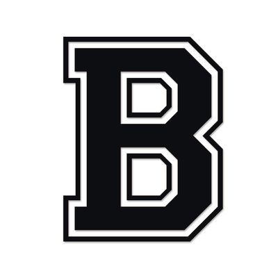 Applicable Pun Varsity Letter B - Vinyl Decal for Outdoor Use on Cars, ATV, Boats, Windows and More - Black 3 Inches Tall