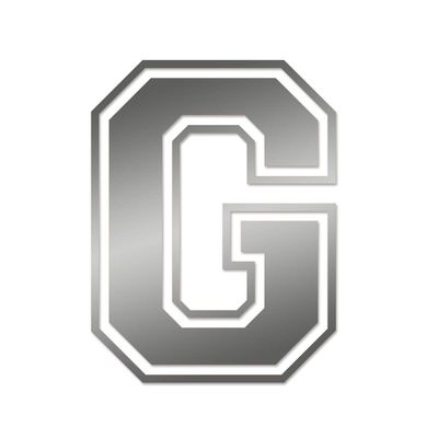 Applicable Pun Varsity Letter G - Vinyl Decal for Outdoor Use on Cars, ATV, Boats, Windows and More - Silver 5 Inches Tall