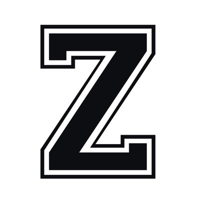 Applicable Pun Varsity Letter Z - Vinyl Decal for Outdoor Use on Cars, ATV, Boats, Windows and More - Black 3 Inches Tall