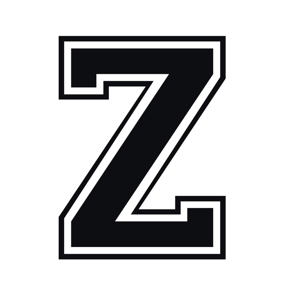 Applicable Pun Varsity Letter Z - Vinyl Decal for Outdoor Use on Cars, ATV, Boats, Windows and More - Black 3 Inches Tall